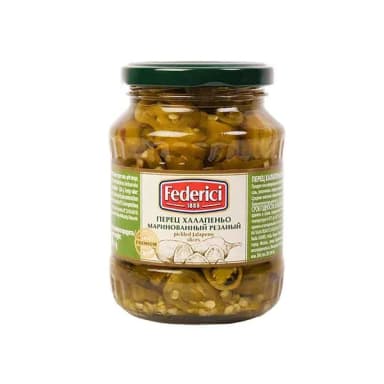 Перец халапеньо Federici маринованный резанный 0,370 г ст/б