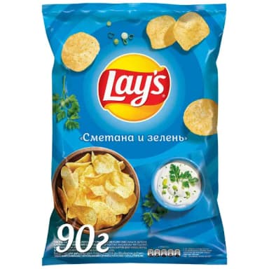 Чипсы Lays сметана и зелень 90 г
