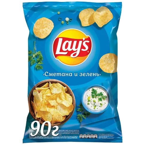 Чипсы Lays сметана и зелень 90 г