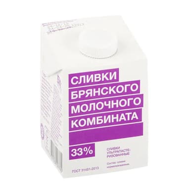 Сливки Брянский МК ультрапастеризованные 33% 500 г