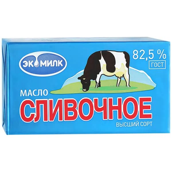 Масло сливочное Экомилк 82,5% БЗМЖ 330 г
