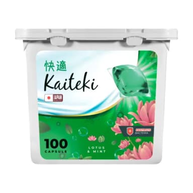 Капсулы для стирки Kaiteki Capsul Antibacterial c ароматом Мяты и Лотоса 100 шт
