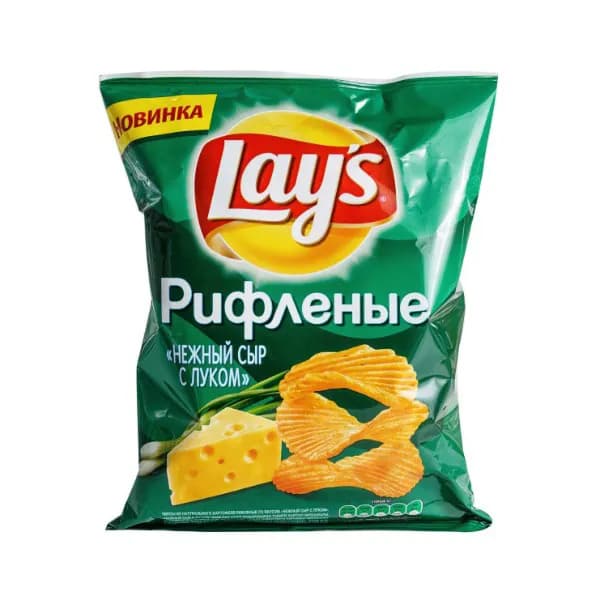 Чипсы Lays нежный сыр с луком рифленые 90 г