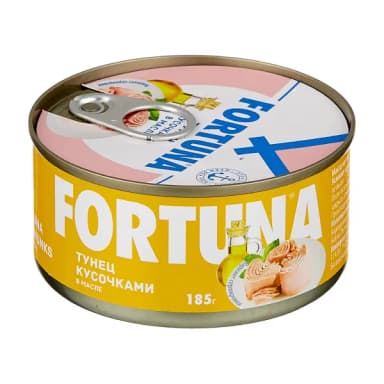 Тунец Fortuna кусочками в масле 185 г