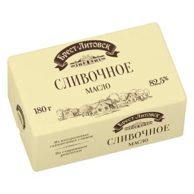 Масло сладко-сливочное несоленое Брест-Литовск 82,5% 180 г БЗМЖ