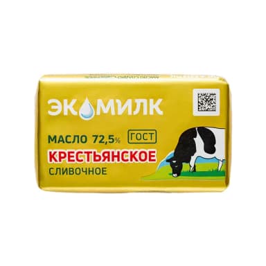 Масло сливочное Экомилк в/с 72,5% БЗМЖ 160 г