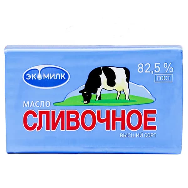 Масло сливочное Экомилк в/с 82,5% БЗМЖ 180 г