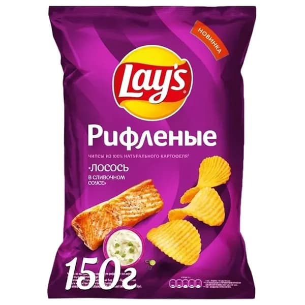 Чипсы Lays лосось в сливочном соусе рифленые 150 г