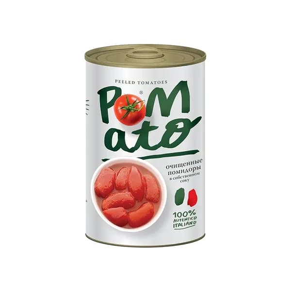 Помидоры очищенные в собственном соку POMATO 400г