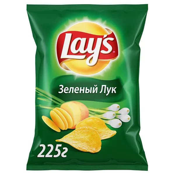 Чипсы Lays зеленый лук 225 г